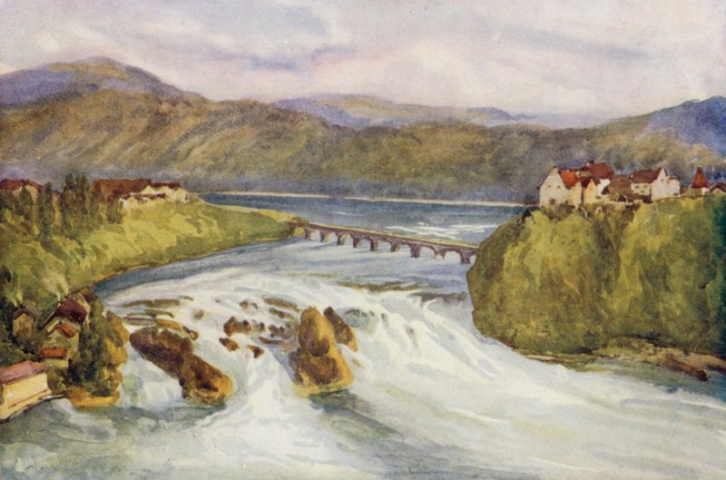 Ren: Wodospady Renu, Schaffhausen (kolorowa litografia) autorstwa Effie Jardine