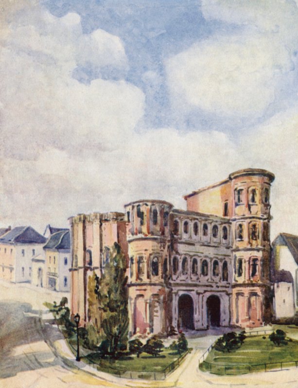 Ren: Trewir, Porta Nigra (kolorowa litografia) autorstwa Effie Jardine