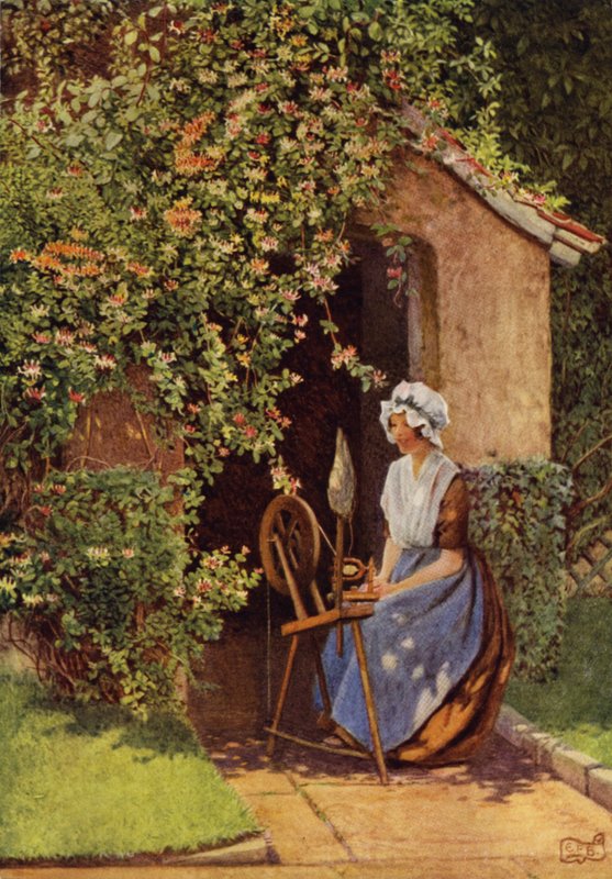 A Lucy za swoim kołem będzie śpiewać (kolor lito) autorstwa Eleanor Fortescue Brickdale