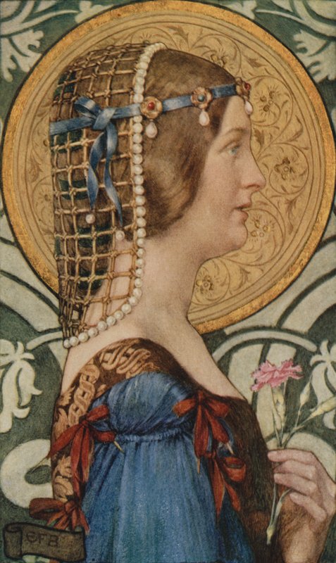Gdyby można było mieć tę jej małą główkę namalowaną na tle bladego złota (kolor lito) autorstwa Eleanor Fortescue Brickdale