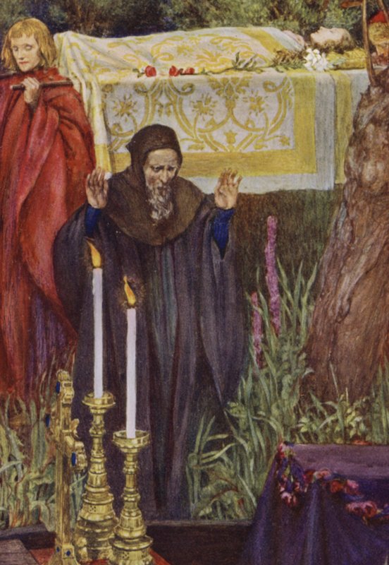 Ilustracja do Idylls of the King autorstwa Alfreda Lorda Tennysona (kolor lito) autorstwa Eleanor Fortescue Brickdale