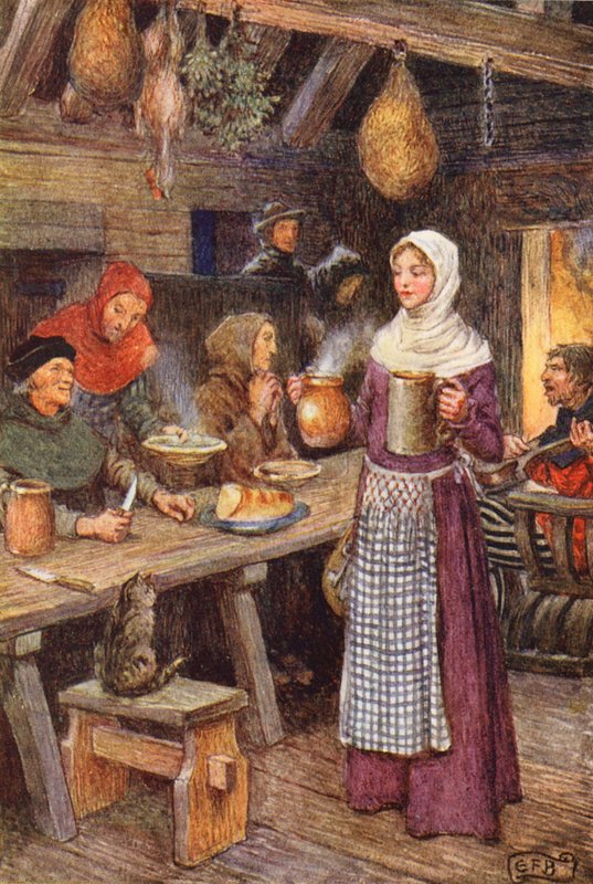 Ilustracja do książki The Gathering of Brother Hilarius autorstwa Michaela Fairlessa (kolorowa litografia) autorstwa Eleanor Fortescue Brickdale
