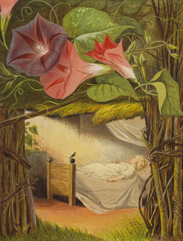 Promienie słońca zakradły się, by go pocałować (kolor lito) autorstwa Eleanor Fortescue Brickdale