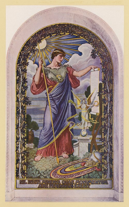 Minerwa Pokoju (kolorowa litografia) autorstwa Elihu Vedder