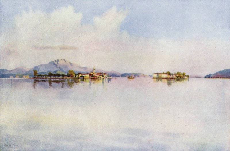 Isola Bella i Isola Pescatori, Jezioro Maggiore (kolor lito) autorstwa Ella Du Cane
