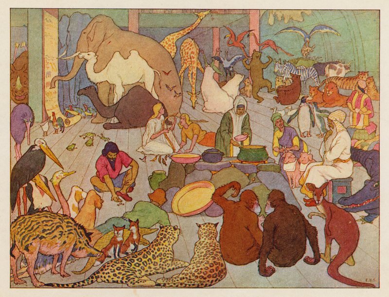 Arka Noego: Życie na morzu (kolorowa litografia) autorstwa Elmer Boyd Smith