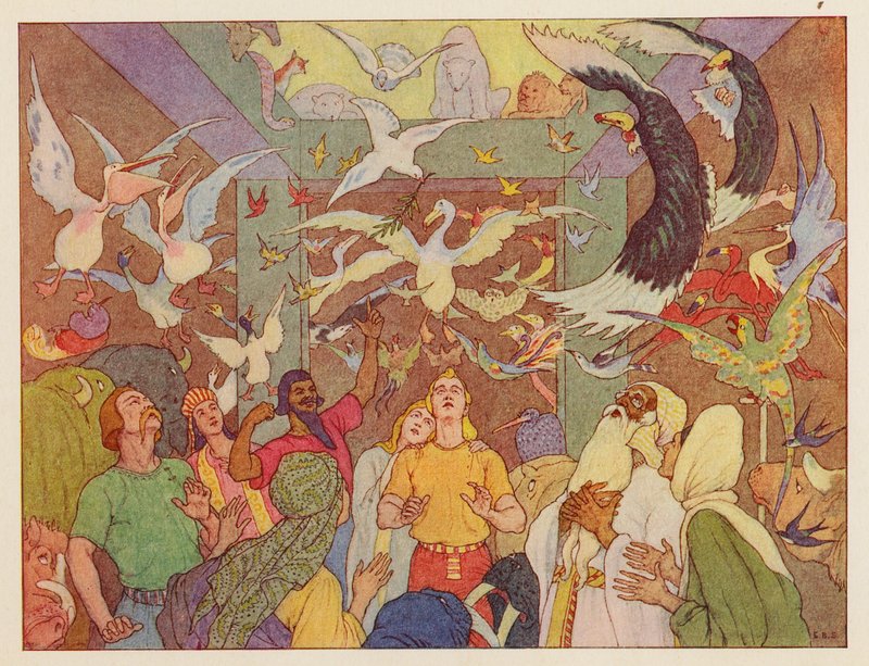 Arka Noego: Powrót gołębicy (kolorowa litografia) autorstwa Elmer Boyd Smith