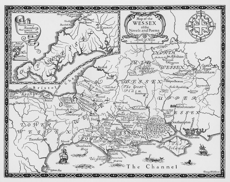 Mapa Wessex z powieści i wierszy Thomasa Hardy