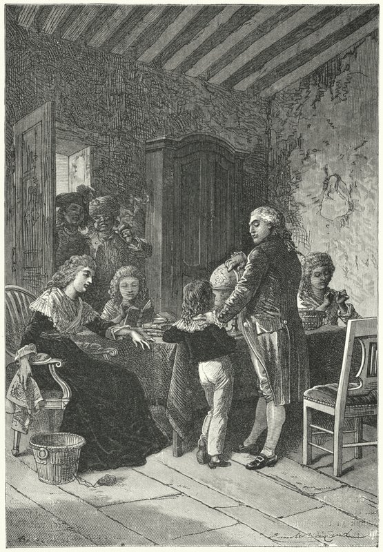 Ludwik XVI i jego rodzina uwięziona w Świątyni autorstwa Emile Antoine (after) Bayard