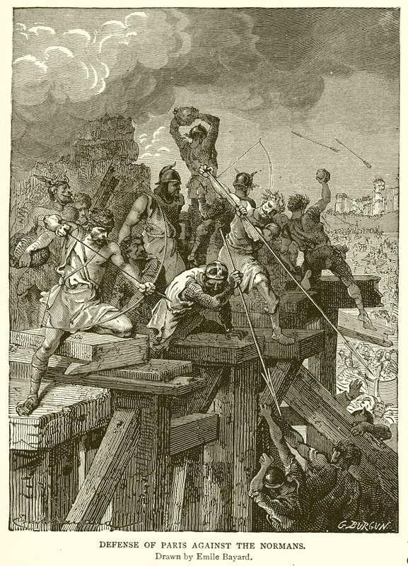 Obrona Paryża przed Normanami autorstwa Emile Antoine Bayard
