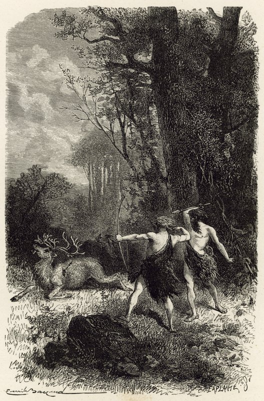 Polowanie w epoce reniferów autorstwa Emile Antoine Bayard