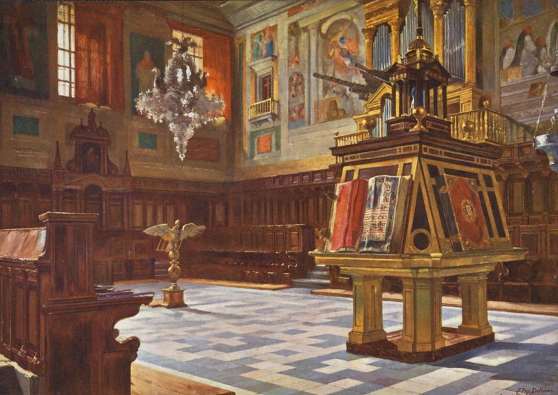 Elscorial: Chór (kolorowa litografia) autorstwa Emilio Poy Dalmau