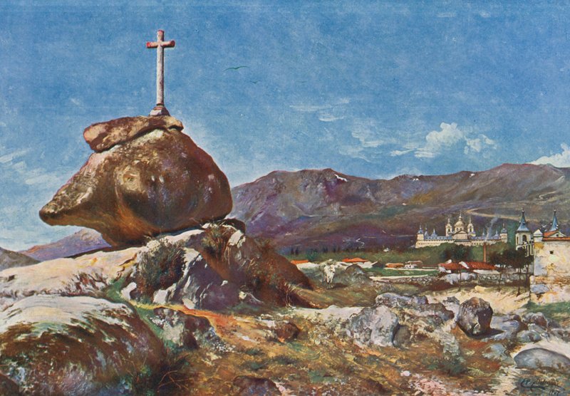 Elscorial: Krzyż Szubieniczny (kolorowa litografia) autorstwa Emilio Poy Dalmau