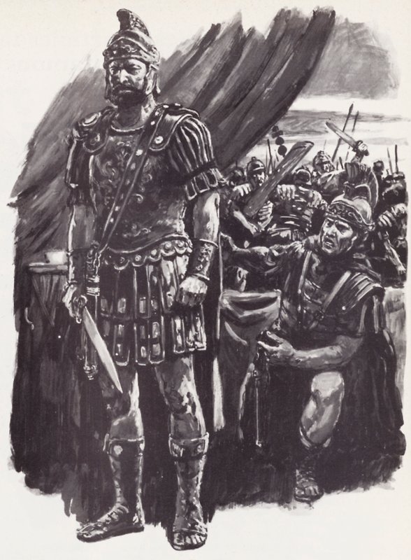 Brutus, pokonany w bitwie pod Filippi i zrozpaczony ucieczką, odebrał sobie życie autorstwa English School