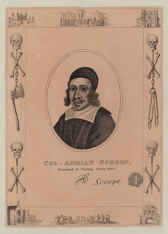 Pułkownik Adrian Scroop, stracony w Charing Cross, 1660 autorstwa English School
