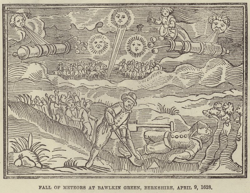 Upadek Meteorów w Bawlkin Green, Berkshire, 9 kwietnia 1628 autorstwa English School
