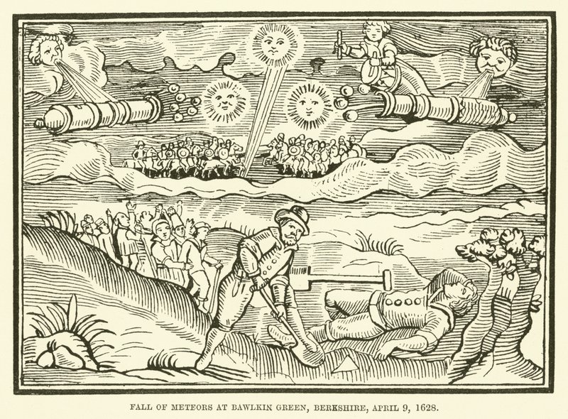 Upadek meteorów w Bawlkin Green, Berkshire, 9 kwietnia 1628 autorstwa English School