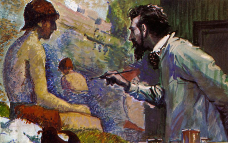 George Seurat maluje Kąpiel autorstwa English School