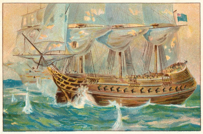 HMS Shannon i jej pojedynek z Chesapeake autorstwa English School