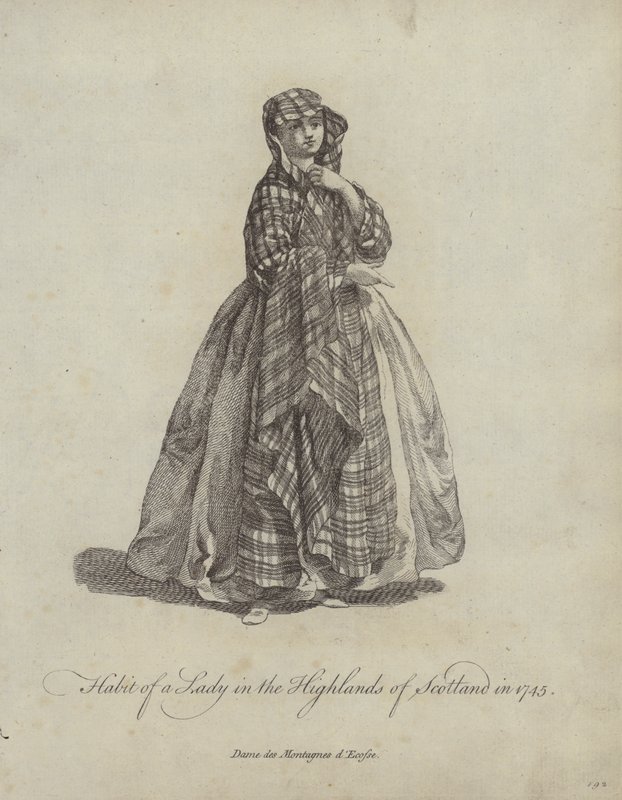 Nawyk damy w Highlands of Scotland w 1745 r autorstwa English School