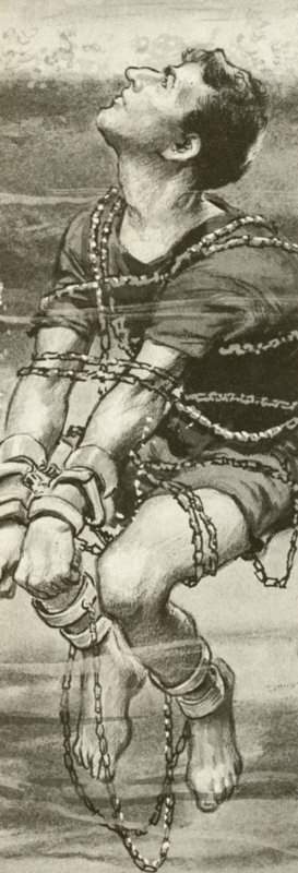 Harry Houdini, skuty kajdankami i łańcuchami, pod wodą autorstwa English School
