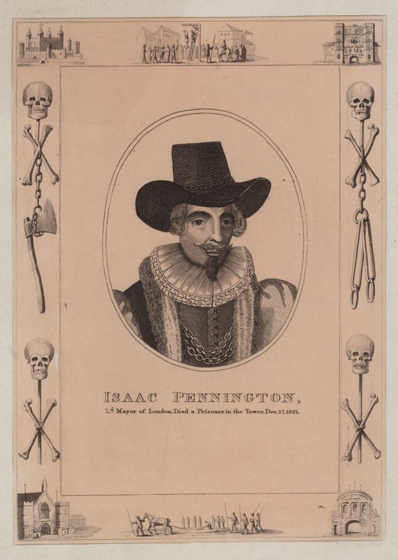Isaac Pennington, burmistrz Londynu, zmarł jako więzień w Tower, 17 grudnia 1661 r autorstwa English School
