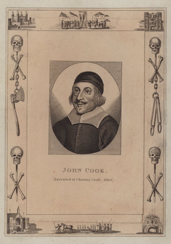 John Cook, stracony w Charing Cross, 1660 autorstwa English School