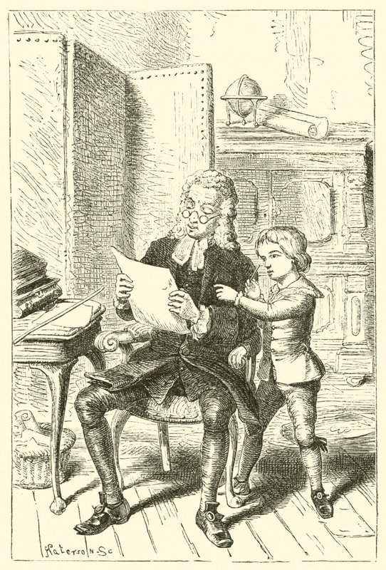 Joshua Reynolds, chłopiec, pokazujący rysunek szkoły swojego ojca autorstwa English School