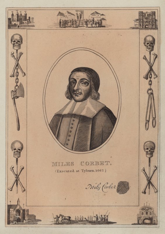 Miles Corbet, stracony w Tyburn, 1662 autorstwa English School