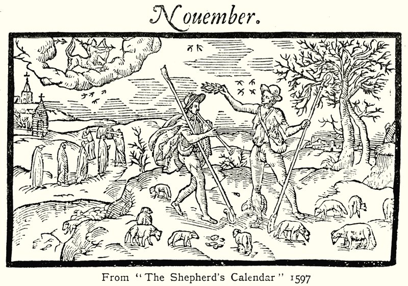 Listopad, z Kalendarza pasterzy, 1597 autorstwa English School
