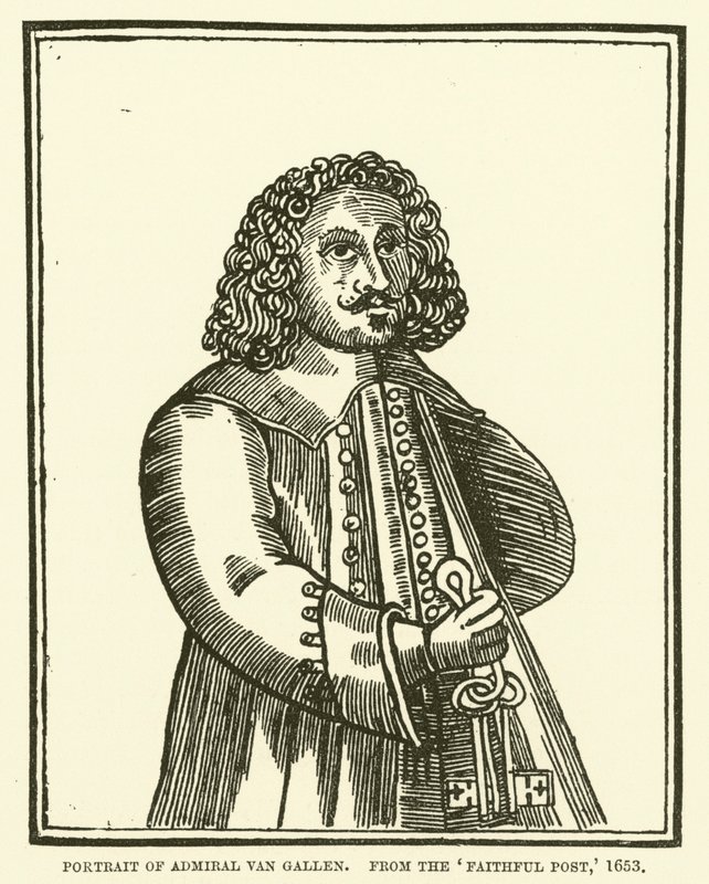 Portret admirała Van Gallena, z Poczty Wiernych, 1653 autorstwa English School