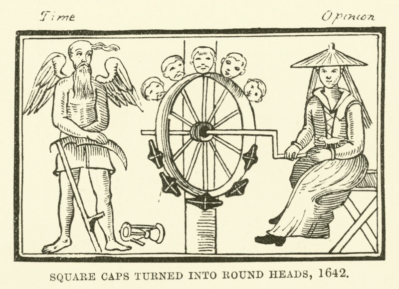 Czapki kwadratowe zamienione w okrągłe główki, 1642 autorstwa English School