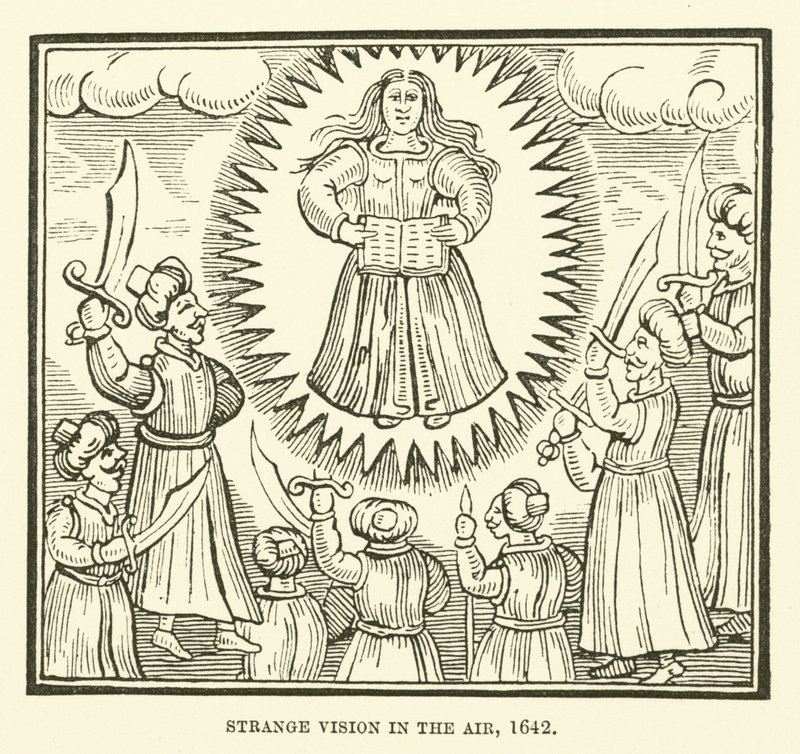 Dziwna wizja w powietrzu, 1642 autorstwa English School