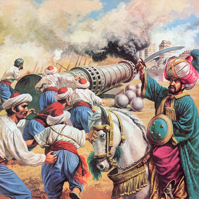 Sułtan Mehmed oblega Konstantynopol, 1453 autorstwa English School