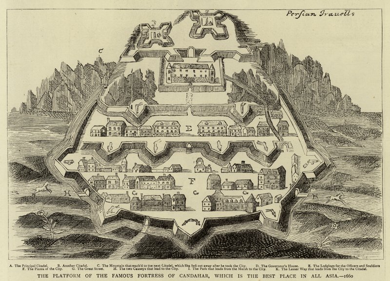 Platforma słynnej twierdzy Candahar, która jest najlepszym miejscem w całej Azji, 1660 autorstwa English School