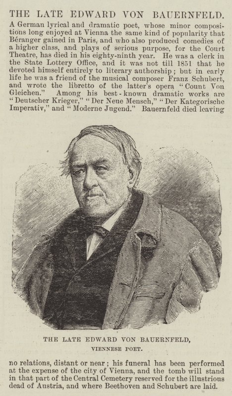 Nieżyjący już Edward von Bauernfeld, poeta wiedeński autorstwa English School