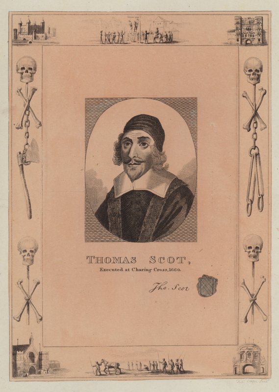 Thomas Scot, stracony w Charing Cross, 1660 autorstwa English School