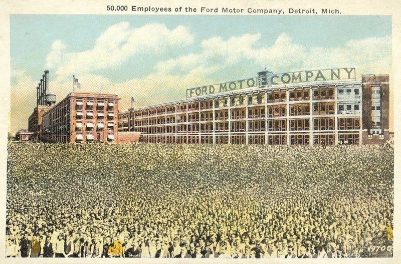 50 000 pracowników Ford Motor Company, Detroit, Michigan (kolorowe zdjęcie) autorstwa English Photographer