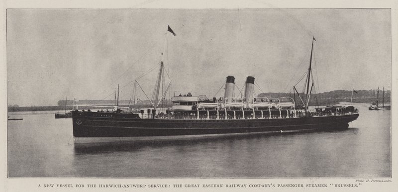 Nowy statek dla usługi Harwich-Antwerpia, parowiec pasażerski Great Eastern Railway Companys Bruksela autorstwa English Photographer