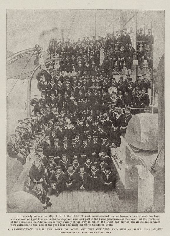 Wspomnienie, JKW Książę Yorku oraz Oficerowie i Ludzie HMS Melampus autorstwa English Photographer