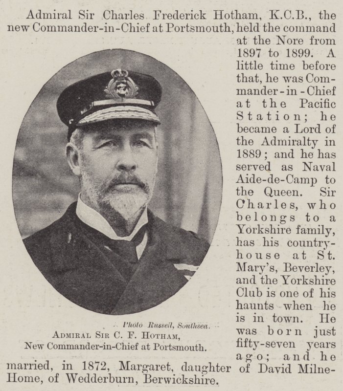 Admirał Sir C F Hotham, nowy głównodowodzący w Portsmouth autorstwa English Photographer