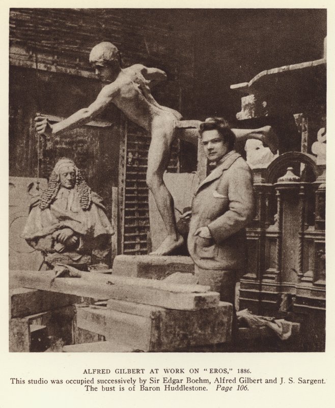 Alfred Gilbert, angielski rzeźbiarz przy pracy nad Eros autorstwa English Photographer