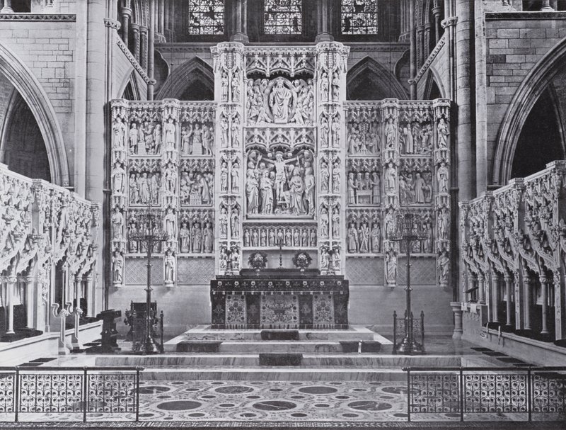 Ołtarz i Reredos, Katedra Truro (zdjęcie czarno-białe) autorstwa English Photographer