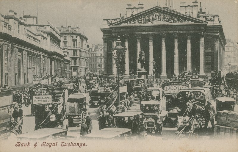 Bank i Royal Exchange, Londyn autorstwa English Photographer