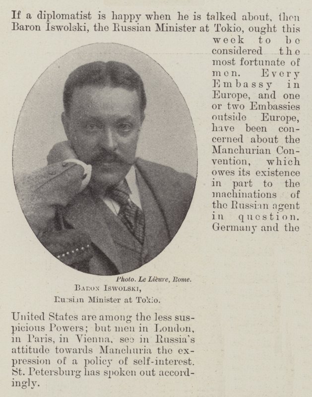 Baron Iswolski, rosyjski minister w Tokio autorstwa English Photographer