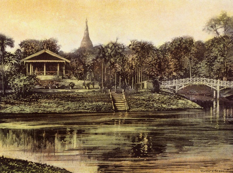 Birma / Myanmar: Pagoda z Ogrodów Kantonu (zdjęcie kolorowe) autorstwa English Photographer