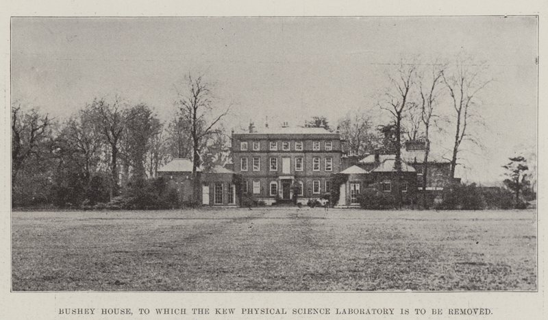 Bushey House, do którego ma zostać zniszczone Laboratorium Nauk Fizycznych Kew autorstwa English Photographer