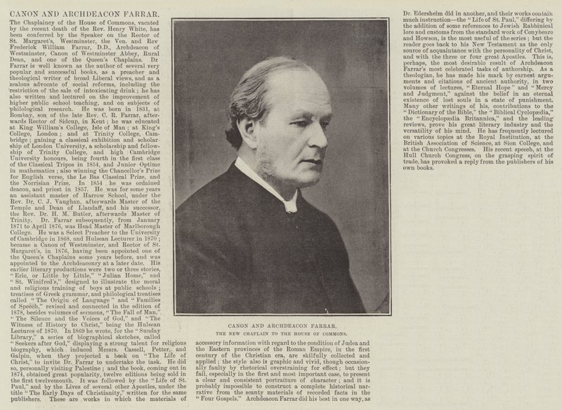 Canon i archidiakon Farrar, nowy kapelan Izby Gmin autorstwa English Photographer