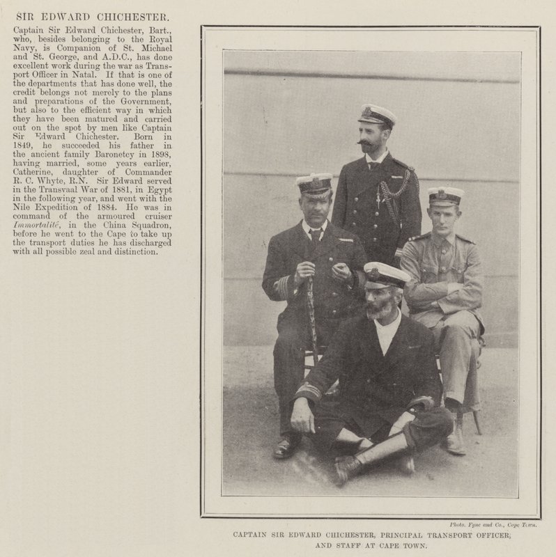 Kapitan Sir Edward Chichester, główny oficer transportu i personel w Kapsztadzie autorstwa English Photographer