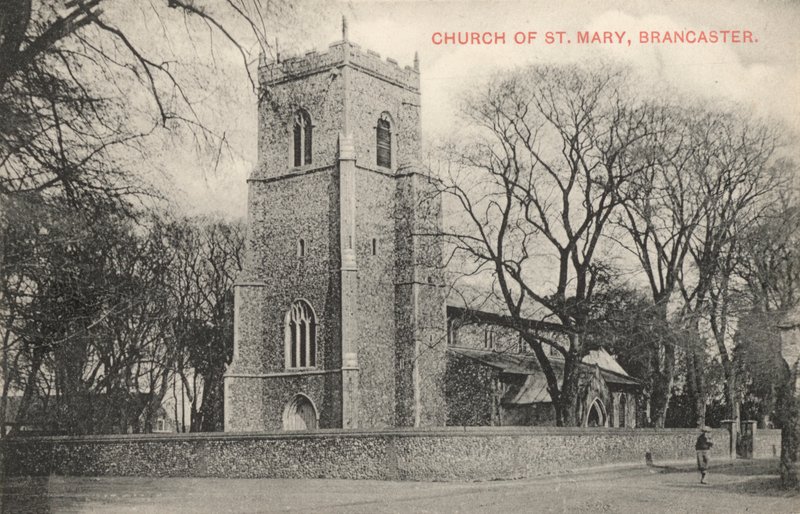 Kościół Mariacki, Brancaster, Norfolk (zdjęcie czarno-białe) autorstwa English Photographer